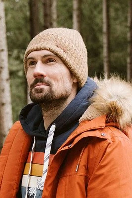 Codi męska czapka z dzianiny - Beige Animal