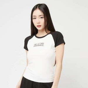 Karl Kani Collage Print Tiny Raglan T-Shirt kobiety T-Shirty i Polo biały rozmiar Odzież
