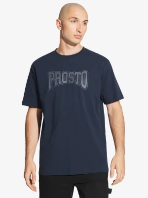 Collage t-shirt męski bawełniany granatowy Prosto