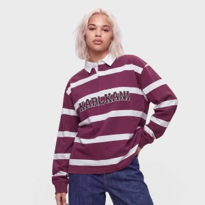 College Stripe Boxy Rugby Shirt Karl Kani fioletowy