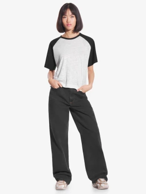 College t-shirt bawełniany damski czarny Prosto