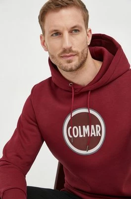 Colmar bluza męska kolor brązowy z kapturem z nadrukiem