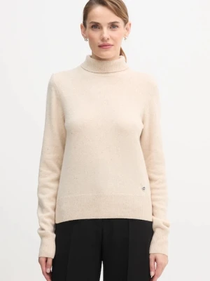 Colmar sweter z dodatkiem wełny damski kolor beżowy lekki z golfem 4300.3ZQ