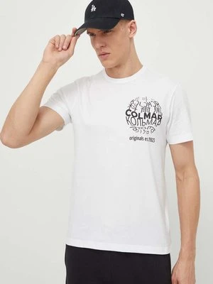 Colmar t-shirt bawełniany męski kolor biały z nadrukiem