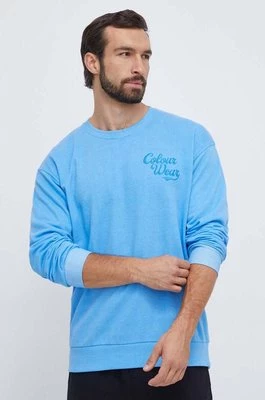 Colourwear bluza bawełniana męska kolor niebieski z aplikacją