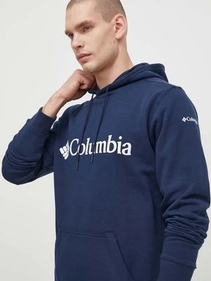 Columbia bluza CSC Basic Logo męska kolor granatowy z kapturem z nadrukiem 1681664