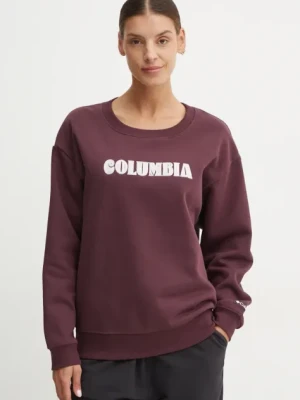 Columbia bluza Meridian Creek Crew damska kolor bordowy z aplikacją 2086051