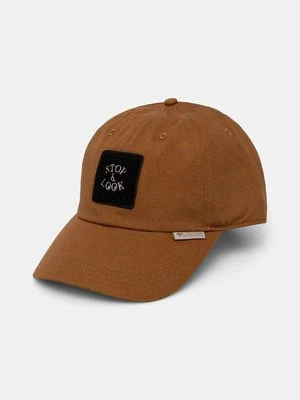 Columbia czapka z daszkiem bawełniana Provisions Ball Cap kolor brązowy z aplikacją 2096351