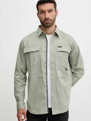 Columbia koszula Landroamer Twill męska kolor zielony regular z kołnierzykiem klasycznym 2120581