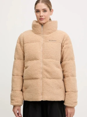 Columbia kurtka Puffect Sherpa damska kolor beżowy zimowa oversize 2089231