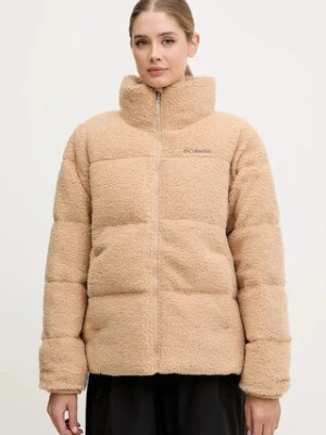 Columbia kurtka Puffect Sherpa damska kolor beżowy zimowa oversize 2089231