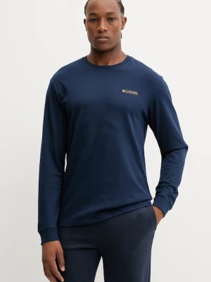 Columbia longsleeve bawełniany Explorers Canyon kolor granatowy gładki 2054553