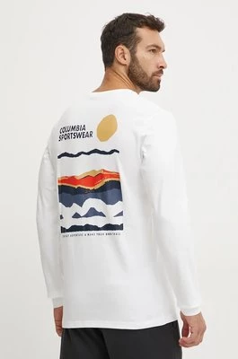 Columbia longsleeve bawełniany kolor biały gładki