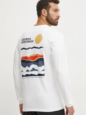 Columbia longsleeve bawełniany kolor biały gładki