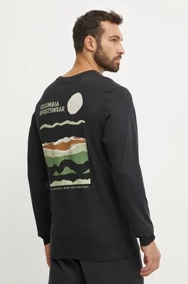 Columbia longsleeve bawełniany kolor czarny gładki