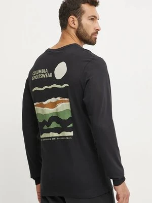 Columbia longsleeve bawełniany kolor czarny gładki