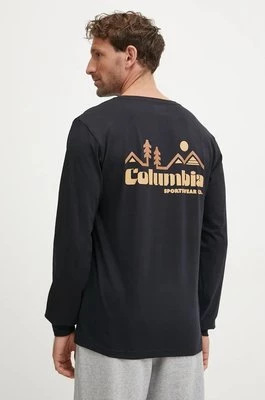 Columbia longsleeve bawełniany kolor czarny z nadrukiem