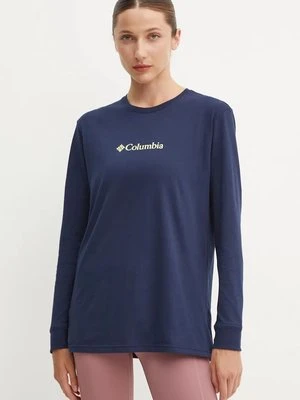 Columbia longsleeve bawełniany kolor granatowy