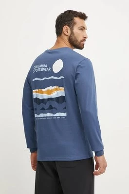 Columbia longsleeve bawełniany kolor granatowy gładki