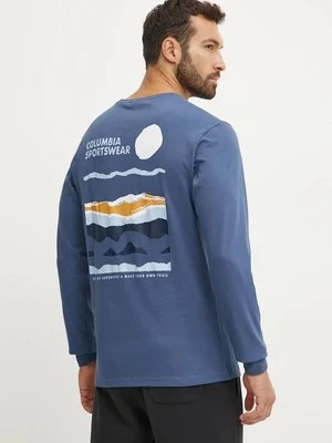 Columbia longsleeve bawełniany kolor granatowy gładki