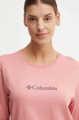 Columbia longsleeve bawełniany kolor różowy