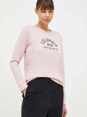 Columbia longsleeve bawełniany kolor różowy