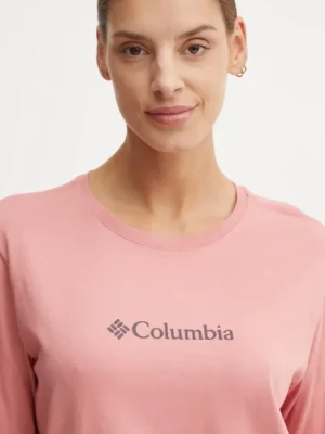 Columbia longsleeve bawełniany kolor różowy