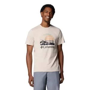 Columbia Path Lake II Graphic Tee 1934814281, Męskie, Beżowe, t-shirty, bawełna, rozmiar: L