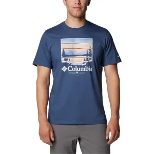 Columbia Path Lake II Graphic Tee 1934814483, Męskie, Granatowe, t-shirty, bawełna, rozmiar: L