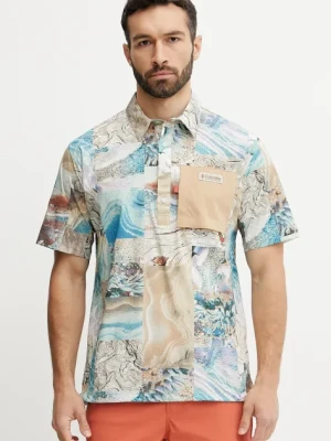 Columbia polo Cove Beach męski kolor beżowy wzorzysty 2126491