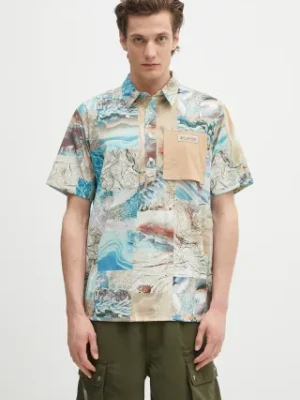Columbia polo Cove Beach męski kolor beżowy wzorzysty 2126491