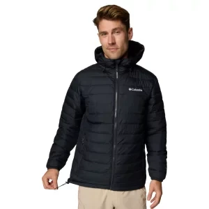 Columbia Powder Lite II Hooded Jacket 2086944010, Męskie, Czarne, kurtki, poliester, rozmiar: L