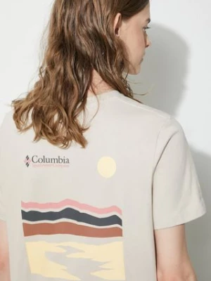 Columbia t-shirt bawełniany Boundless Beauty damski kolor beżowy 2036581