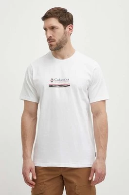 Columbia t-shirt bawełniany Explorers Canyon kolor biały wzorzysty 2036451