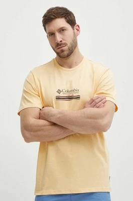 Columbia t-shirt bawełniany Explorers Canyon kolor żółty wzorzysty 2036451