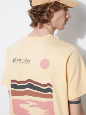 Columbia t-shirt bawełniany Explorers Canyon kolor żółty wzorzysty 2036451