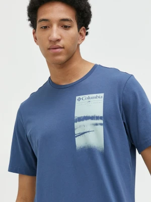 Columbia t-shirt bawełniany Explorers Canyon niebieski
