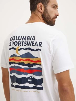 Columbia t-shirt bawełniany kolor biały wzorzysty