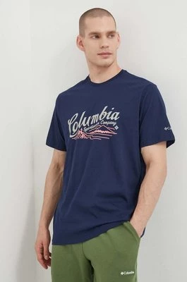 Columbia t-shirt bawełniany Rockaway River kolor granatowy wzorzysty 2022181