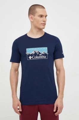 Columbia t-shirt bawełniany kolor granatowy z nadrukiem