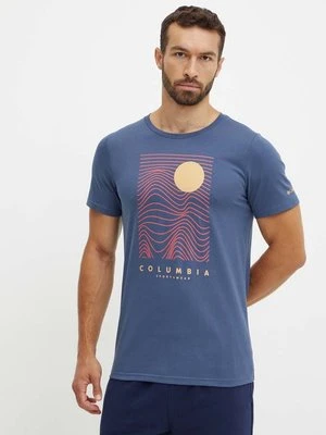 Columbia t-shirt bawełniany kolor granatowy z nadrukiem