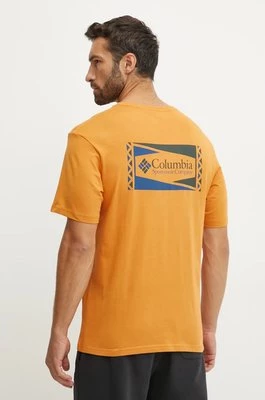 Columbia t-shirt bawełniany kolor pomarańczowy z nadrukiem