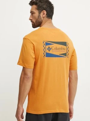 Columbia t-shirt bawełniany kolor pomarańczowy z nadrukiem