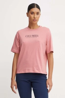 Columbia t-shirt bawełniany kolor różowy