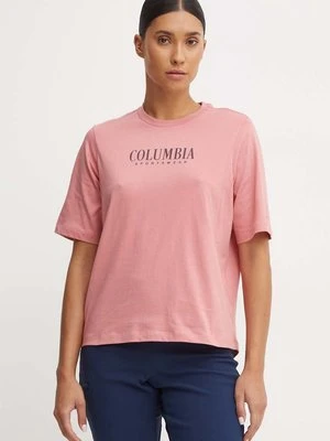 Columbia t-shirt bawełniany kolor różowy