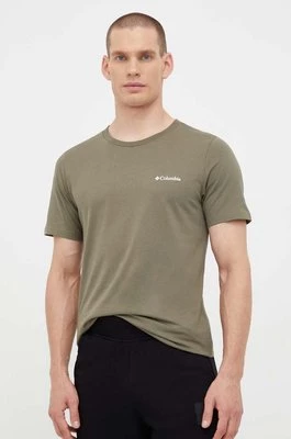 Columbia t-shirt bawełniany kolor zielony z nadrukiem