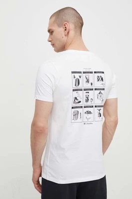 Columbia t-shirt bawełniany męski kolor biały z nadrukiem