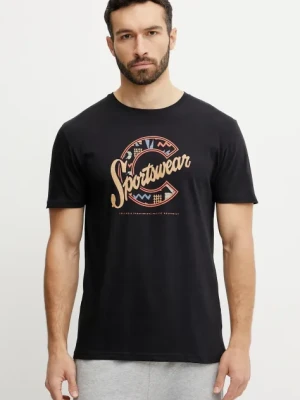 Columbia t-shirt bawełniany męski kolor czarny z nadrukiem