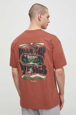 Columbia t-shirt bawełniany Black Butte męski kolor czerwony z nadrukiem 2071701
