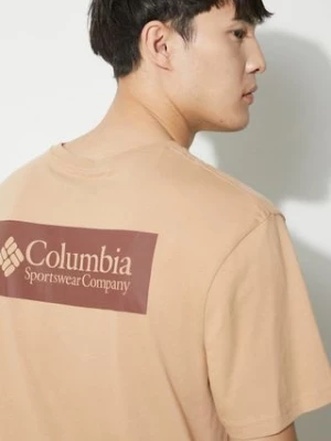 Columbia t-shirt bawełniany North Cascades kolor beżowy z nadrukiem 1834041